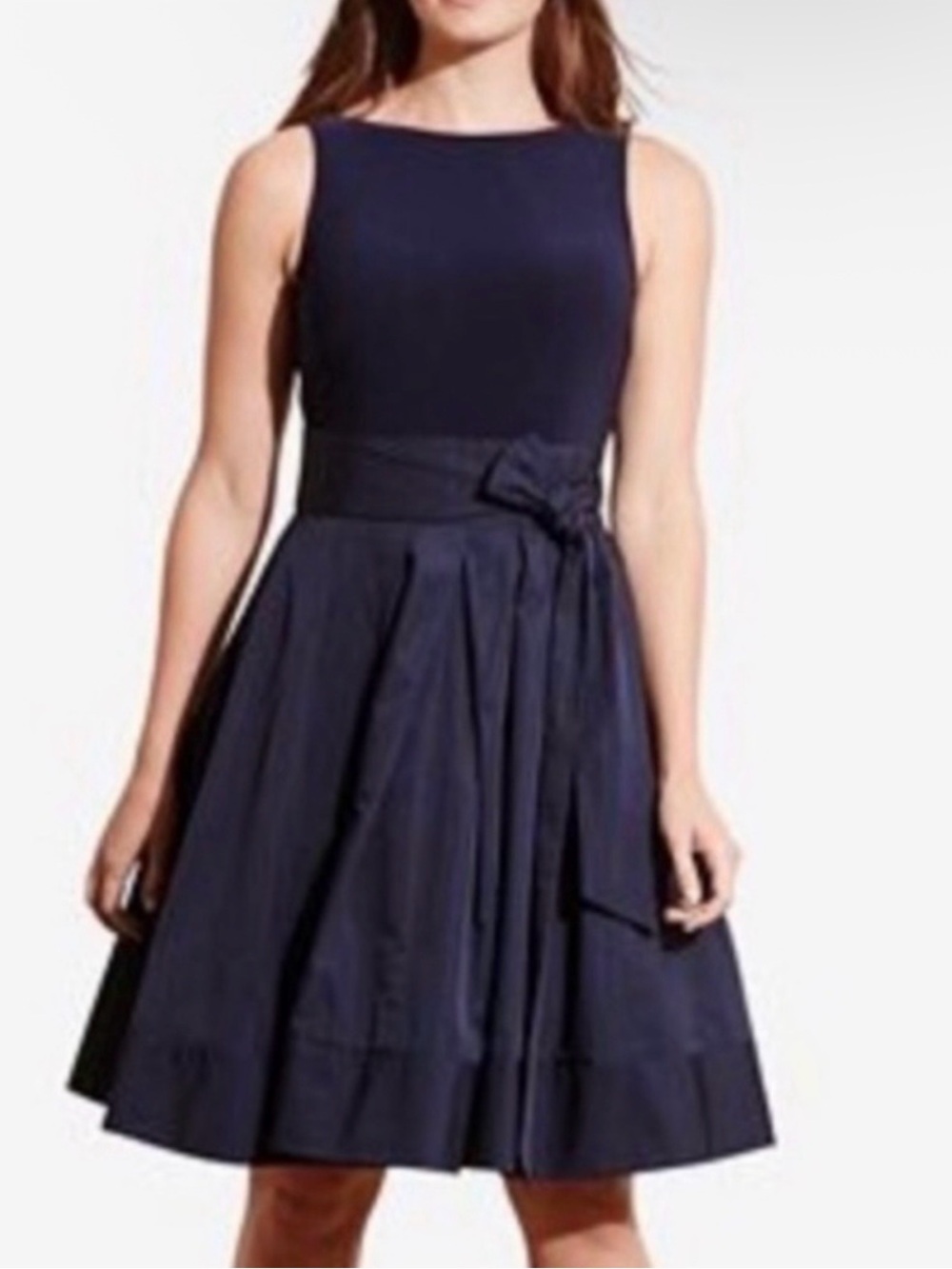 Ralph Lauren Black Sleeveless Tie-Waist Midi Dress